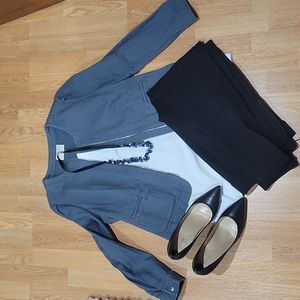 Gently Used LOFT Dusty Blue Jacket-Size Medium Petite